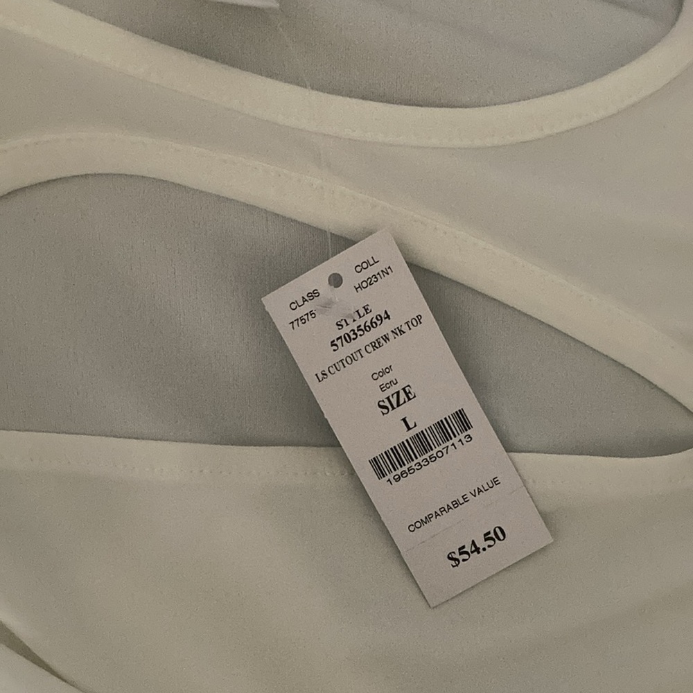 WHBM Long Sleeve Cutout Crew Neck Top - Picture 6 of 8